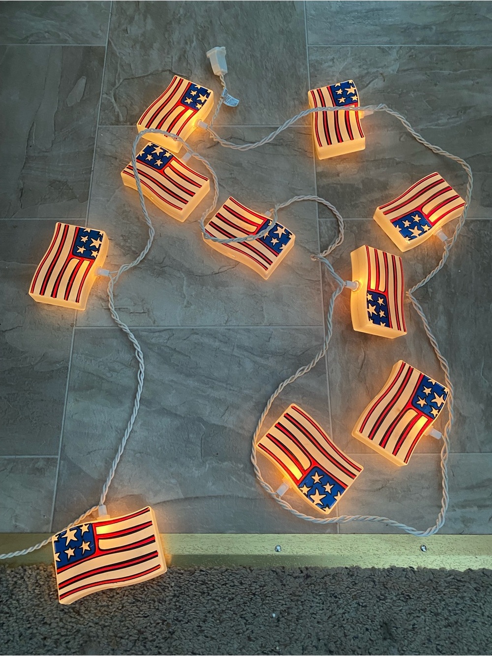 American Flag String Lights - Patriotic Decor